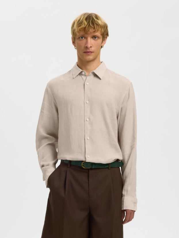 SLHRegKylian Linen Shirt Ls Classic
