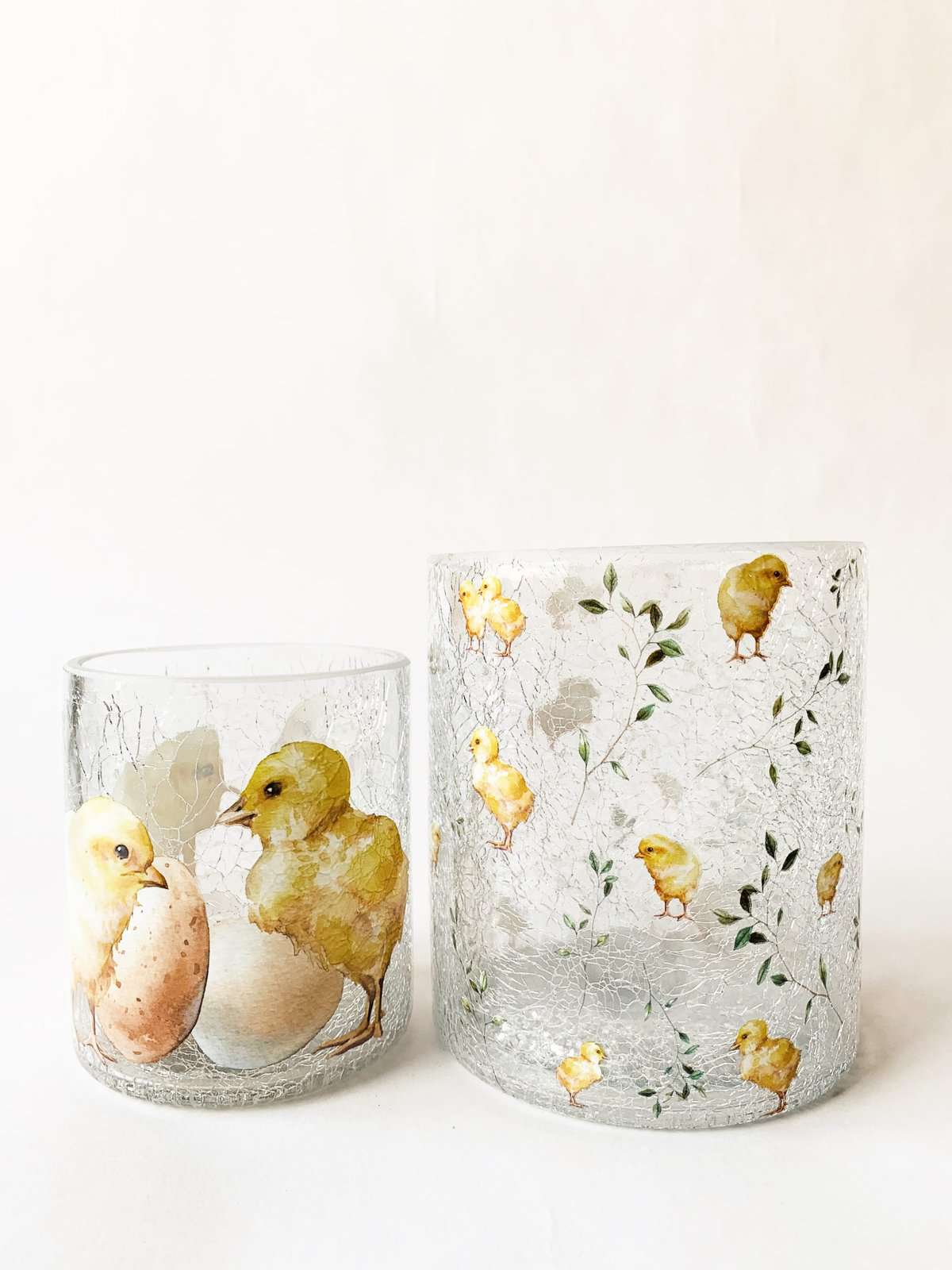 Lysglass Krakelert Kyllinger 9x10 Cm