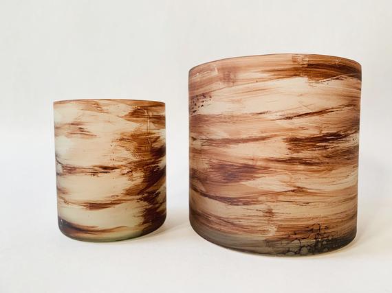 LYSGLASS 10X11 CM MARMORERT