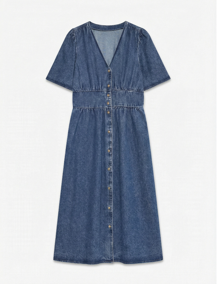 VMMelaney Blk 2/4 V-Neck Denim Dress