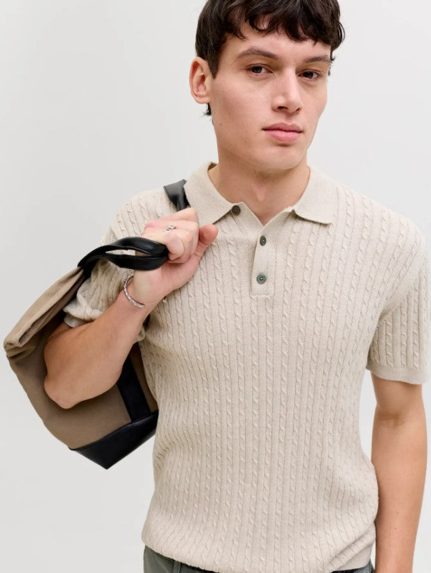 JJEEmil Knit Cable Polo S/S LN