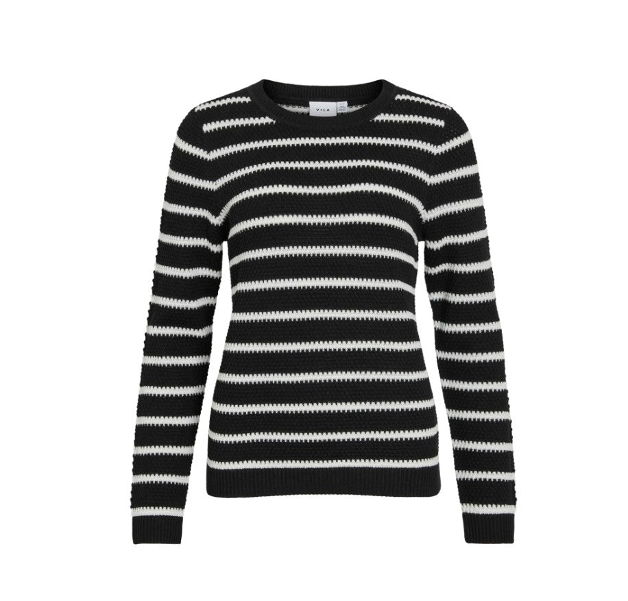 VIDalo O-Neck L/S Stripe Knit Top Noos