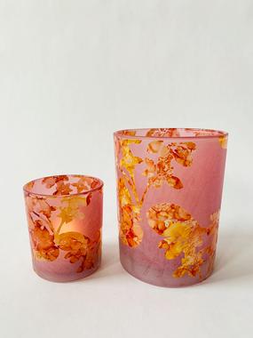 LYSGLASS M/BLOMSTERMOTIV H12,5 CM