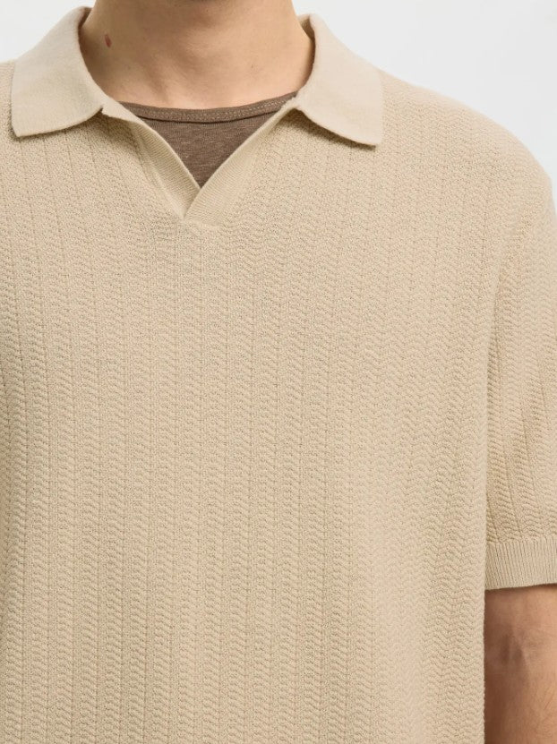 SLHMattis Ss Linen Blend Struc Open Polo