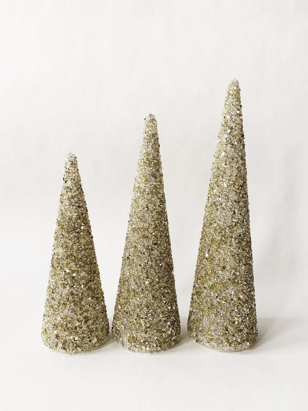 Glasstre Kjegle M Glitter H 35 Cm