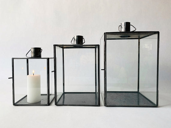 LANTERNE GLASS/METALL 12X20
