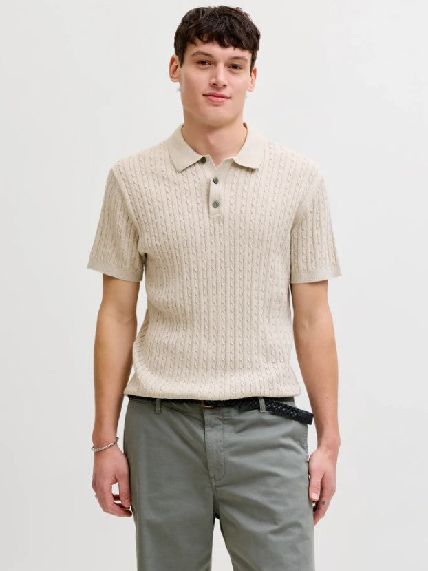 JJEEmil Knit Cable Polo S/S LN