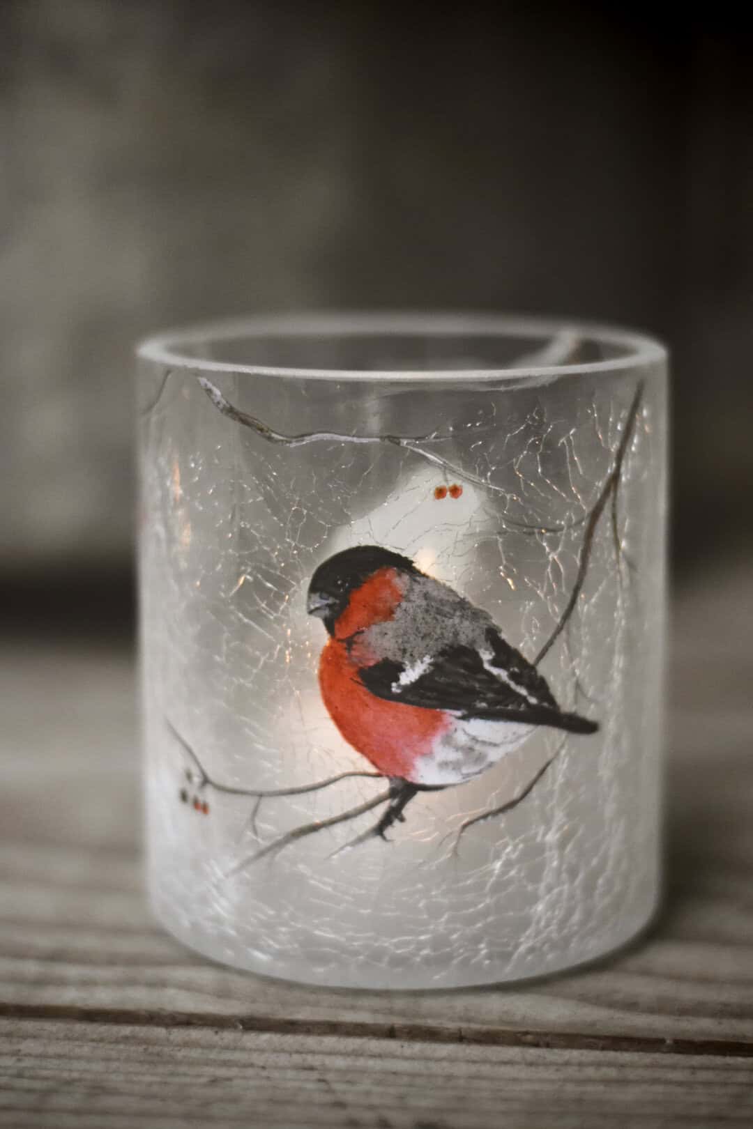 Lysglass Dompapp Krakelert/Frostet 9x10 Cm