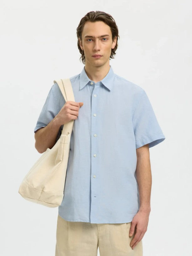 SLHRegClay Linenblend Ss Shirt Cla