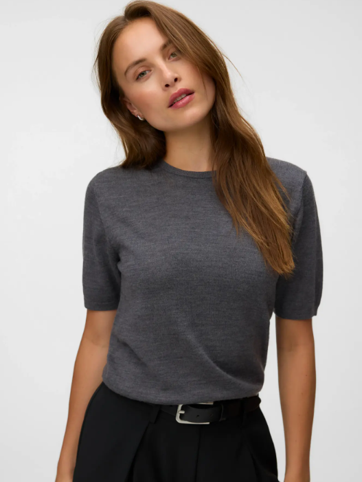 AWCara Ss O-Neck Wool Knit Top