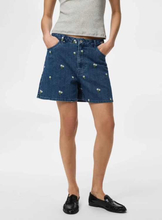 PCFlora HW Denim Emb Shorts
