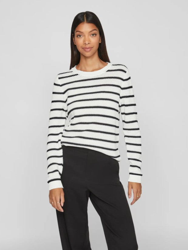 VIDalo O-Neck L/S Stripe Knit Top Noos