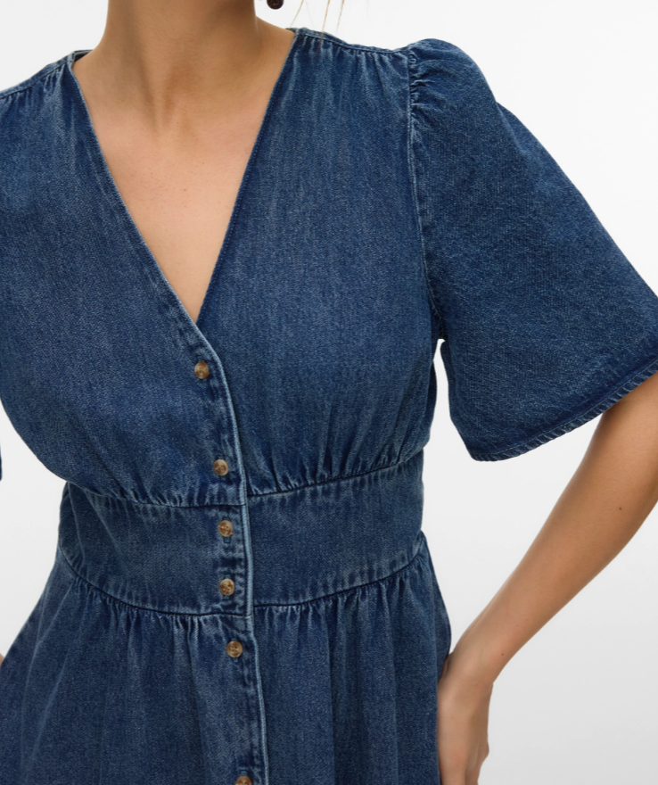 VMMelaney Blk 2/4 V-Neck Denim Dress