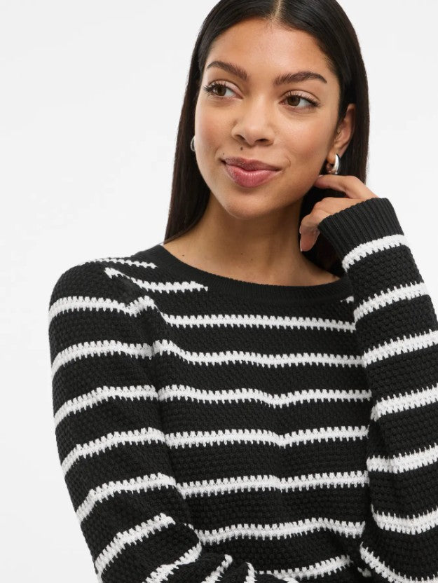 VIDalo O-Neck L/S Stripe Knit Top Noos