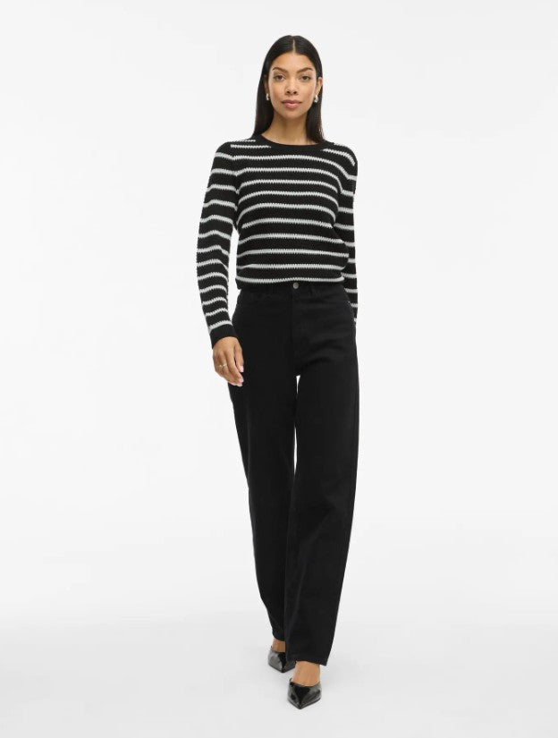 VIDalo O-Neck L/S Stripe Knit Top Noos