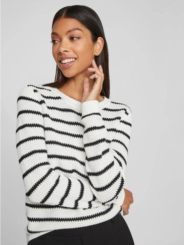 VIDalo O-Neck L/S Stripe Knit Top Noos