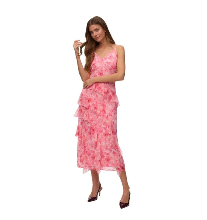 VMSilla S/L V-Neck Long Frill Dress Wvn