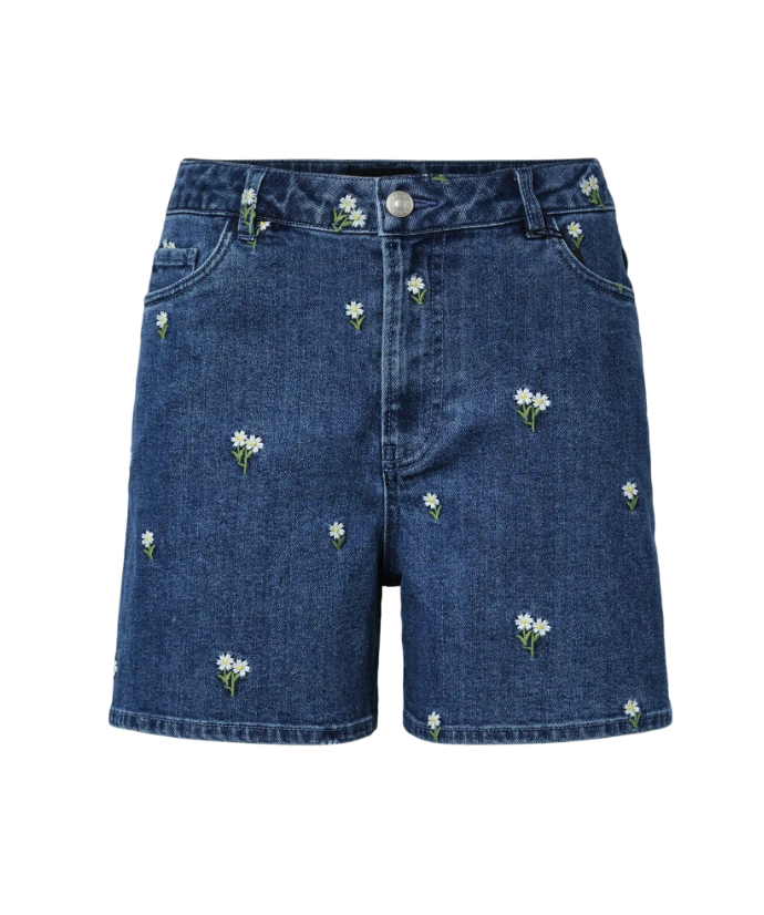 PCFlora HW Denim Emb Shorts