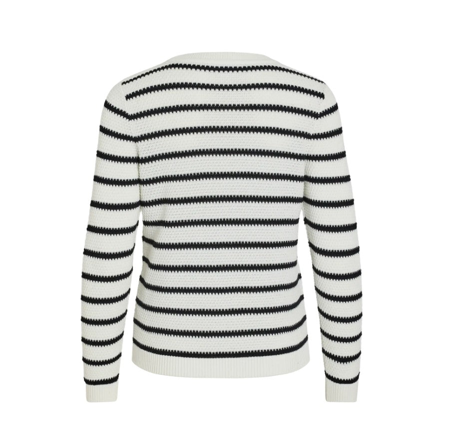 VIDalo O-Neck L/S Stripe Knit Top Noos