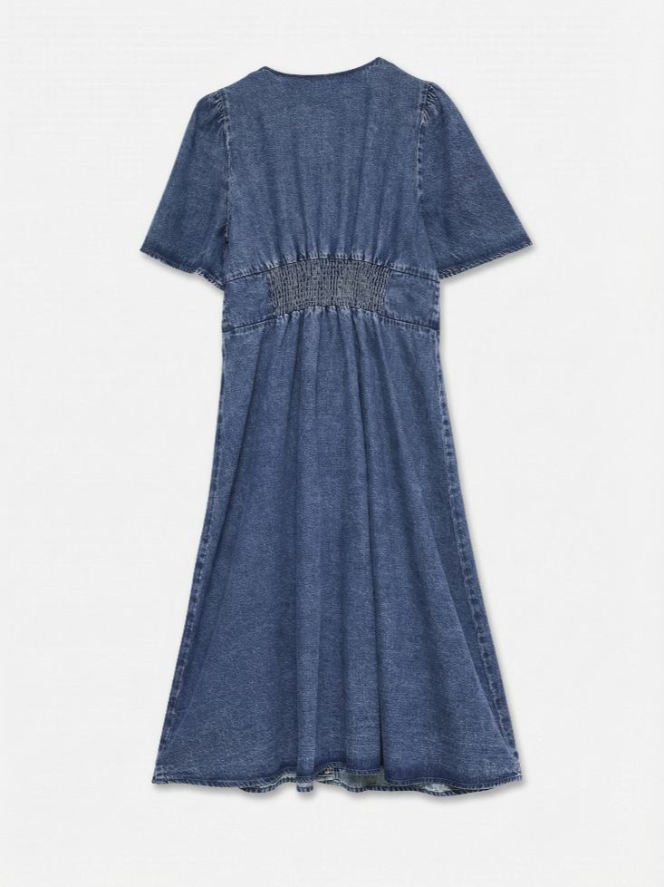 VMMelaney Blk 2/4 V-Neck Denim Dress