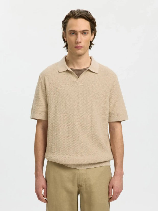 SLHMattis Ss Linen Blend Struc Open Polo