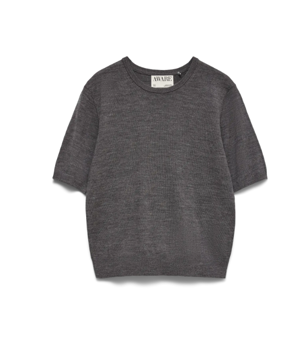 AWCara Ss O-Neck Wool Knit Top
