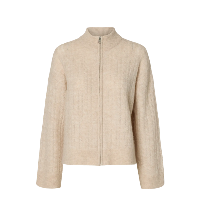 SLWLulu Cable LS Knit Zipper Cardigan