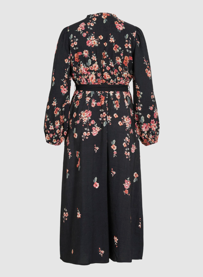 VIElma Bai O-Neck LS Ankle Dress/LN