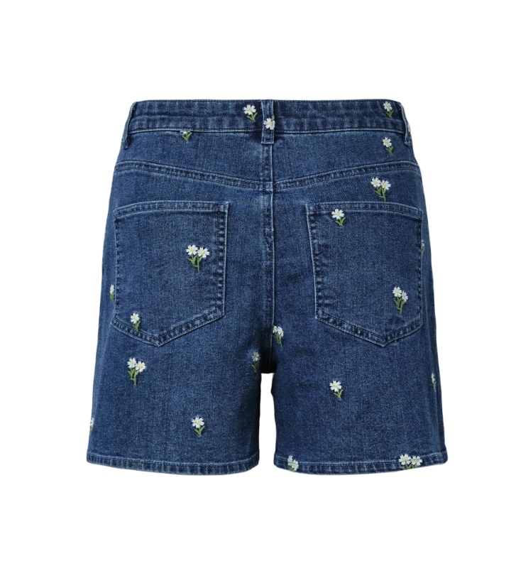 PCFlora HW Denim Emb Shorts