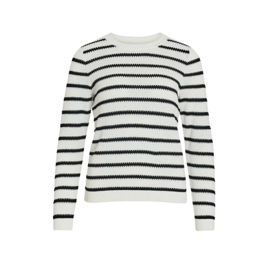 VIDalo O-Neck L/S Stripe Knit Top Noos